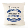Housse de Coussin Premium Je ne suis Pas superhomme mais Je suis Électricien Donc C'est Presque pareil - Coton Canvas Fairtrade Beige Idée Cadeau Décoration Canapé 40x40
