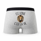 Caleçon Lion - Humour Boxer Gris Passion Idée Cadeau