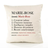 Housse de Coussin Premium Marie-Rose Définition - Coton Canvas Fairtrade Beige Idée Cadeau Décoration Canapé
