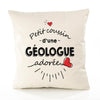 Housse de Coussin Premium Geologue d'amour - Coton Canvas Fairtrade Beige Idée Cadeau Décoration Canapé 40x40
