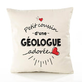 Housse de Coussin Premium Geologue d'amour - Coton Canvas Fairtrade Beige Idée Cadeau Décoration Canapé 40x40