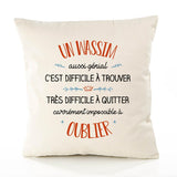 Housse de Coussin Premium Un Wassim Aussi génial - Coton Canvas Fairtrade Beige Idée Cadeau Décoration Canapé