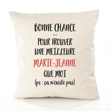 Housse de Coussin Premium Marie-Jeanne ça n'existe Pas - Coton Canvas Fairtrade Beige Idée Cadeau Décoration Canapé