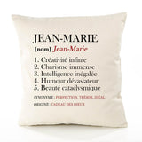 Housse de Coussin Premium Jean-Marie Définition - Coton Canvas Fairtrade Beige Idée Cadeau Décoration Canapé 40x40