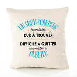 Housse de Coussin Premium Un Snowboardeur Formidable - Coton Canvas Fairtrade Beige Idée Cadeau Décoration Canapé