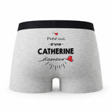 Caleçon Catherine d'amour - Humour Boxer Gris Idée Cadeau