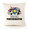 Housse de Coussin Premium Super Photographe - Coton Canvas Fairtrade Beige Idée Cadeau Décoration Canapé