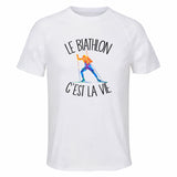 Maillot de Sport Homme Biathlon C'est La Vie - T-Shirt Respirant Polyester Manches Courtes - Cadeau Sportif Anniversaire Noël Fête des Pères
