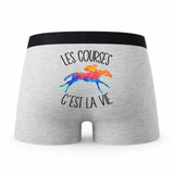 Caleçon Courses Hippiques - Humour Boxer Gris Passion Idée Cadeau