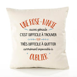 Housse de Coussin Premium Une Rose-Marie Aussi géniale - Coton Canvas Fairtrade Beige Idée Cadeau Décoration Canapé