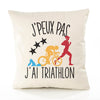 Housse de Coussin Premium Triathlon Version Blanc - Coton Canvas Fairtrade Beige Idée Cadeau Décoration Canapé