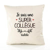 Housse de Coussin Premium Violette Une Super Collègue - Coton Canvas Fairtrade Beige Idée Cadeau Décoration Canapé