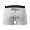 Caleçon Baseball - Humour Boxer Gris Idée Cadeau Passion