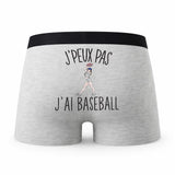 Caleçon Baseball - Humour Boxer Gris Idée Cadeau Passion