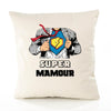Housse de Coussin Premium Super MAMOUR - Coton Canvas Fairtrade Beige Idée Cadeau Décoration Canapé