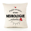 Housse de Coussin Premium Neurologue d'amour - Coton Canvas Fairtrade Beige Idée Cadeau Décoration Canapé 40x40