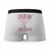 Caleçon Broder Broderie - Humour Boxer Gris Idée Cadeau Passion