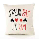 Housse de Coussin Premium rami Version Blanc - Coton Canvas Fairtrade Beige Idée Cadeau Décoration Canapé