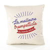Housse de Coussin Premium trompettiste Meilleure Monde - Coton Canvas Fairtrade Beige Idée Cadeau Décoration Canapé
