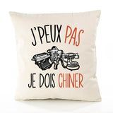Housse de Coussin Premium chiner Version Blanc - Coton Canvas Fairtrade Beige Idée Cadeau Décoration Canapé