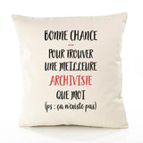 Housse de Coussin Premium Archiviste ça n'existe Pas - Coton Canvas Fairtrade Beige Idée Cadeau Décoration Canapé