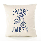 Housse de Coussin Premium BMX Version Blanc - Coton Canvas Fairtrade Beige Idée Cadeau Décoration Canapé