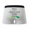 Caleçon Merci Gynecologue Inoubliable - Humour Boxer Gris Idée Cadeau