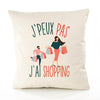 Housse de Coussin Premium Shopping Version Blanc - Coton Canvas Fairtrade Beige Idée Cadeau Décoration Canapé