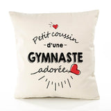 Housse de Coussin Premium Gymnaste d'amour - Coton Canvas Fairtrade Beige Idée Cadeau Décoration Canapé 40x40
