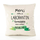 Housse de Coussin Premium Merci Laborantin Inoubliable - Coton Canvas Fairtrade Beige Idée Cadeau Décoration Canapé