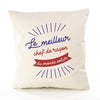 Housse de Coussin Premium Chef de Rayon Meilleur Monde - Coton Canvas Fairtrade Beige Idée Cadeau Décoration Canapé