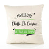 Housse de Coussin Premium Cheffe De Cuisine Meilleure Temps Femme - Coton Canvas Fairtrade Beige Idée Cadeau Décoration Canapé