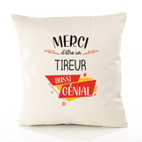 Housse de Coussin Premium Merci Tireur Génial - Coton Canvas Fairtrade Beige Idée Cadeau Décoration Canapé