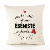 Housse de Coussin Premium Ebeniste d'amour - Coton Canvas Fairtrade Beige Idée Cadeau Décoration Canapé 40x40