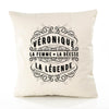 Housse de Coussin Premium VÉRONIQUE Déesse légende Noire - Coton Canvas Fairtrade Beige Idée Cadeau Décoration Canapé