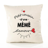 Housse de Coussin Premium Meme d'amour - Coton Canvas Fairtrade Beige Idée Cadeau Décoration Canapé 40x40