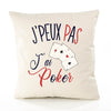 Housse de Coussin Premium Poker Version Blanc - Coton Canvas Fairtrade Beige Idée Cadeau Décoration Canapé