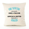 Housse de Coussin Premium Une Sportive Formidable - Coton Canvas Fairtrade Beige Idée Cadeau Décoration Canapé