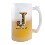 Verre à Bière Jean-Pascal Lettre Viking | Chope de Bière Pinte | Idée Cadeau Prénom Motard Jeux de Rôle Vidéo Anniversaire Papa Collègue Départ Retraite Noël