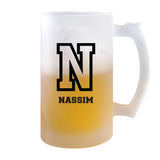 Verre à Bière Nassim Lettre Sport | Chope de Bière Pinte | Idée Cadeau Prénom Style Basket Université Anniversaire Papa Collègue Départ Retraite Noël