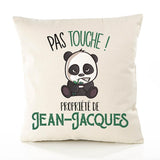 Housse de Coussin Premium Jean-Jacques Pas Touche Panda - Coton Canvas Fairtrade Beige Idée Cadeau Décoration Canapé 40x40