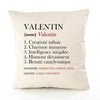 Housse de Coussin Premium Valentin Définition - Coton Canvas Fairtrade Beige Idée Cadeau Décoration Canapé