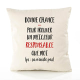 Housse de Coussin Premium Responsable ça n'existe Pas Homme - Coton Canvas Fairtrade Beige Idée Cadeau Décoration Canapé