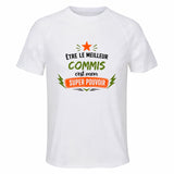 Maillot de Sport Homme Meilleur Commis Super Pouvoir Cadeau Anniversaire Noël Fête des Pères T-Shirt Respirant Polyester