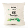 Housse de Coussin Premium Merci Bibi Inoubliable - Coton Canvas Fairtrade Beige Idée Cadeau Décoration Canapé