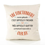 Housse de Coussin Premium Une Fonctionnaire Aussi géniale - Coton Canvas Fairtrade Beige Idée Cadeau Décoration Canapé