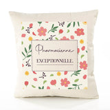 Housse de Coussin Femme Pharmacienne exceptionnelle Motif Floral déco Salon canapé Chambre Cadeau Femme Anniversaire noël Coussin décoratif Motif Floral