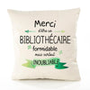 Housse de Coussin Premium Merci Bibliothécaire Inoubliable - Coton Canvas Fairtrade Beige Idée Cadeau Décoration Canapé
