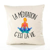 Housse de Coussin Premium méditation Femme - Coton Canvas Fairtrade Beige Idée Cadeau Décoration Canapé