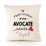 Housse de Coussin Premium Avocate d'amour - Coton Canvas Fairtrade Beige Idée Cadeau Décoration Canapé 40x40